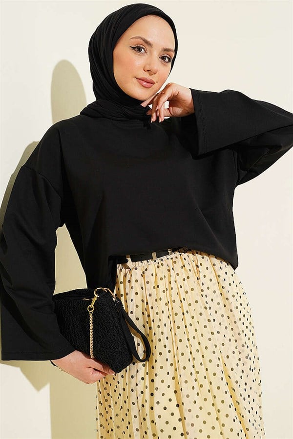 Basic Wide-Sleeve Blouse Black
