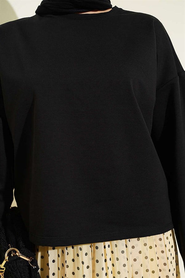 Basic Wide-Sleeve Blouse Black