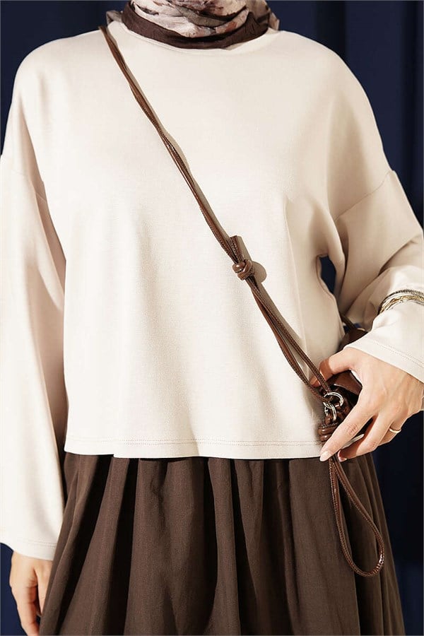 Basic Wide-Sleeved Blouse in Stone