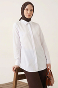 Basic Hidden Button Shirt White