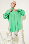 Basic Hidden Button Shirt Green