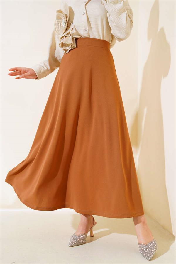 Basic Flared Skirt Tan