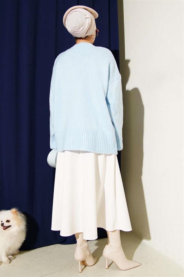 Basic Oversize Knit Tunic Baby Blue