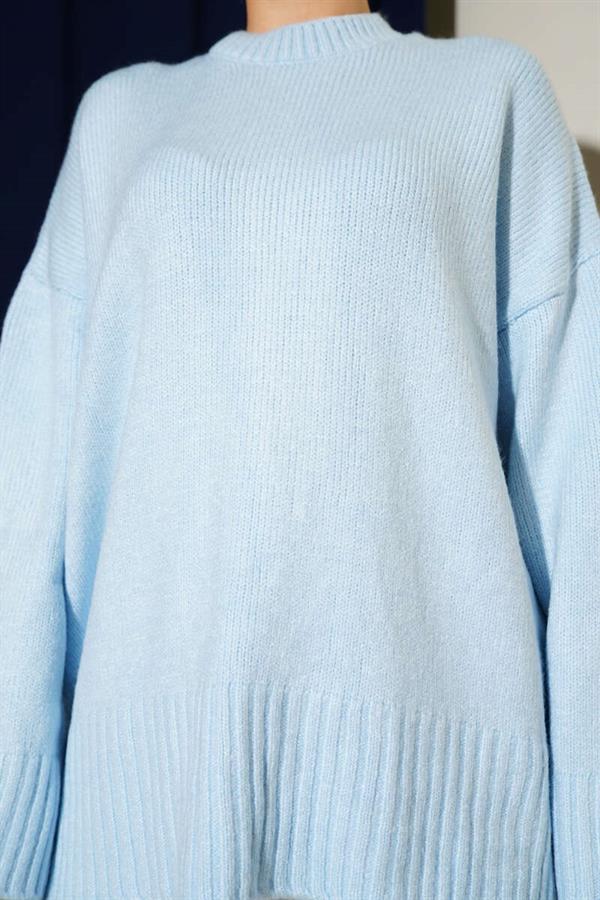 Basic Oversize Knit Tunic Baby Blue