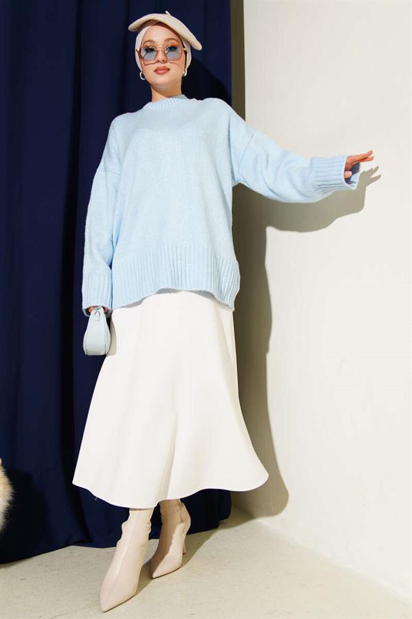 Basic Oversize Knit Tunic Baby Blue