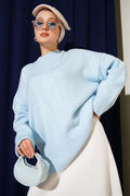 Basic Oversize Knit Tunic Baby Blue