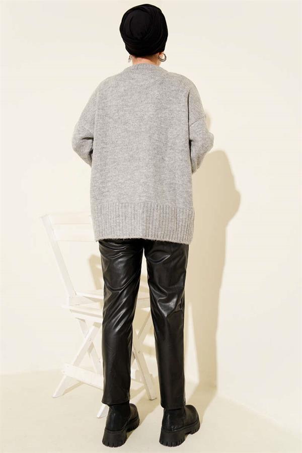 Basic Oversize Knitwear Tunic Gray
