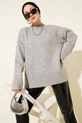 Basic Oversize Knitwear Tunic Gray
