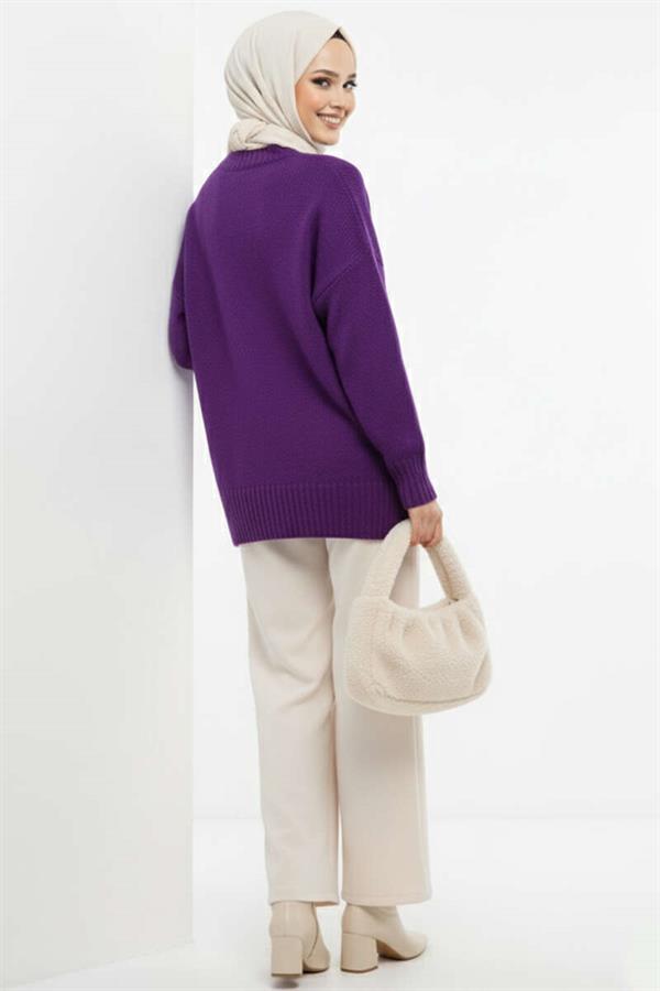 Basic Oversize Knitwear Tunic Purple