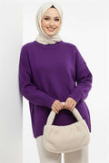 Basic Oversize Knitwear Tunic Purple