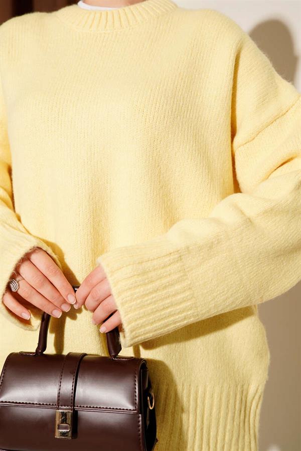 Basic Oversize Knit Tunic Yellow