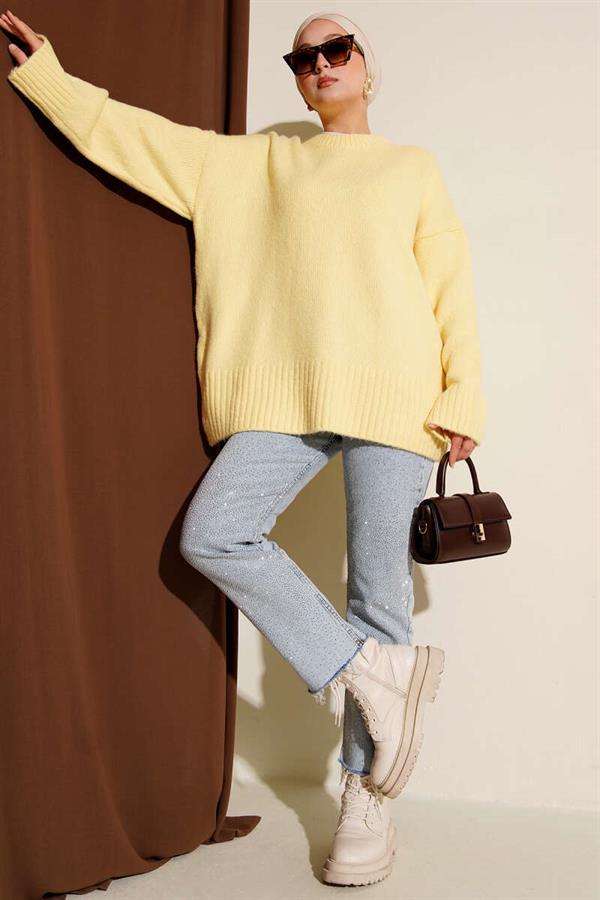 Basic Oversize Knit Tunic Yellow