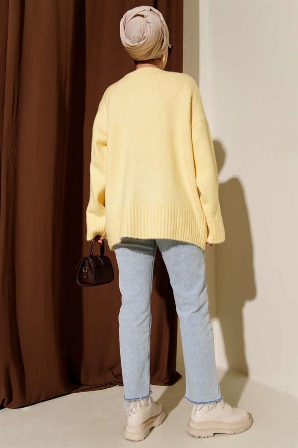 Basic Oversize Knit Tunic Yellow