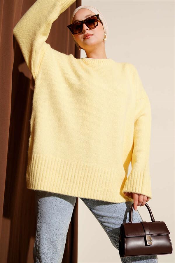 Basic Oversize Knit Tunic Yellow