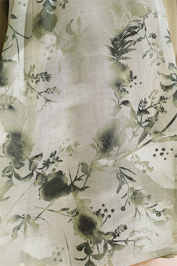 Printed Floral Pattern Scarf, Light Green