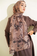 Printed Floral Pattern Scarf Camel