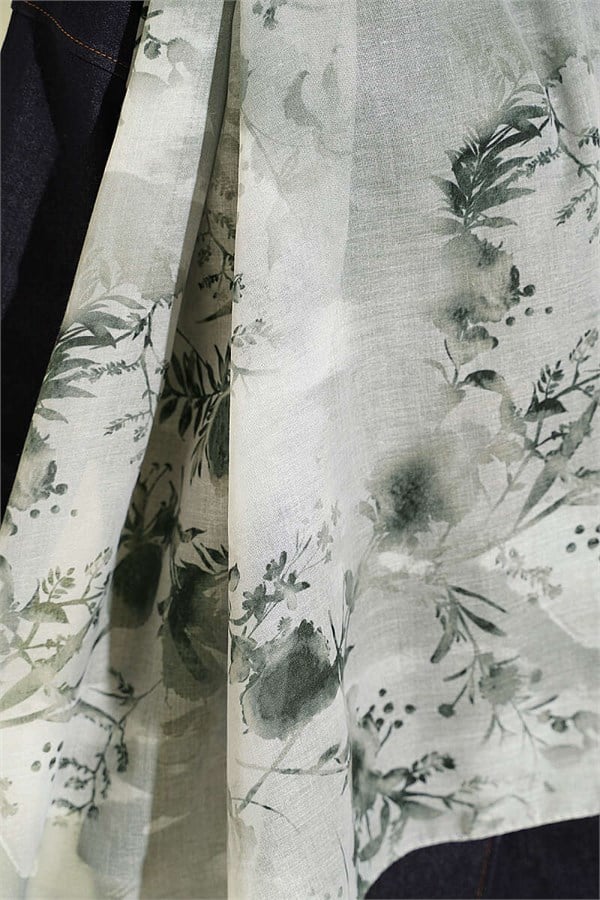 Printed Floral Pattern Scarf, Khaki