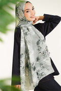 Printed Floral Pattern Scarf, Khaki