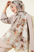 Printed Floral Pattern Scarf, Aqua Green