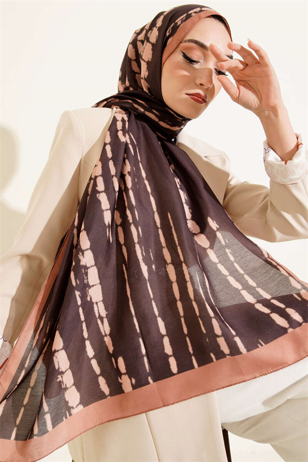 Batik Flow Striped Soft Shawl Camel