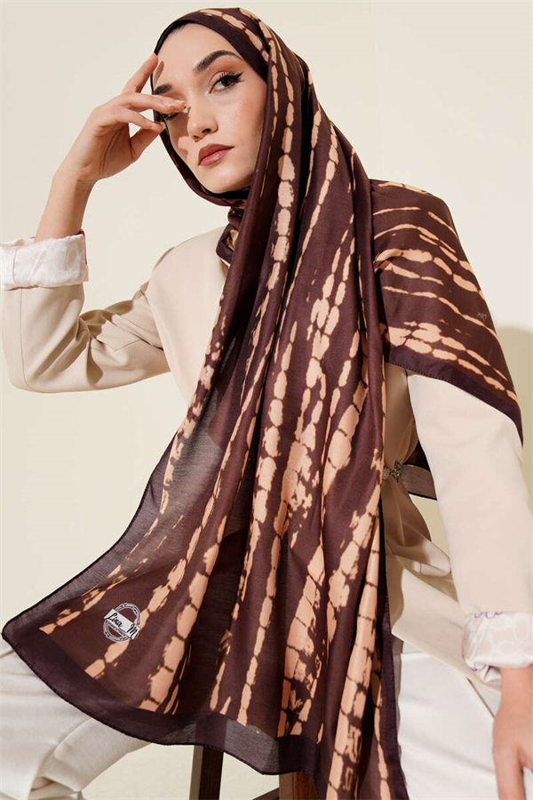 Batik Flow Striped Soft Shawl Coffee