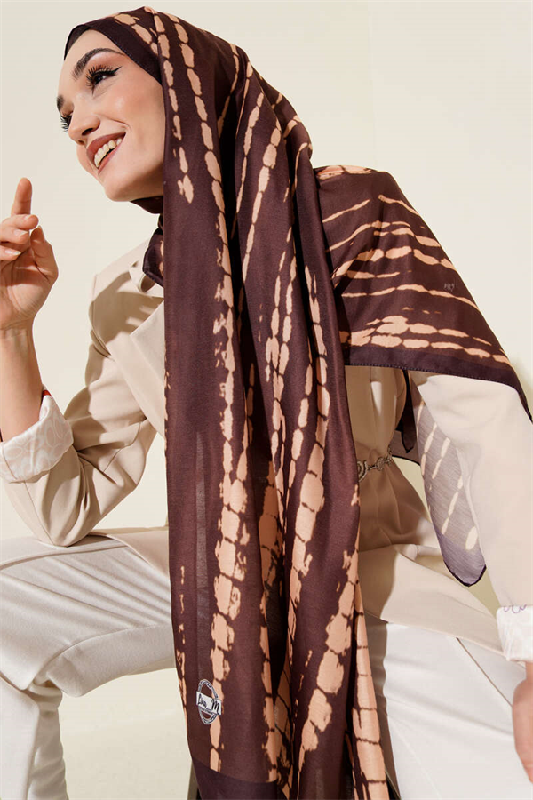 Batik Flow Striped Soft Shawl Coffee
