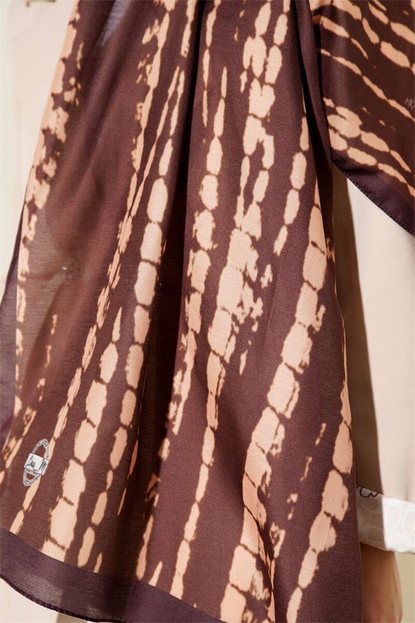 Batik Flow Striped Soft Shawl Coffee
