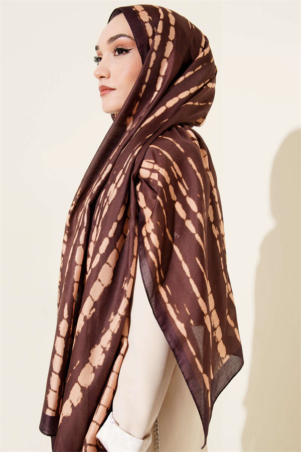 Batik Flow Striped Soft Shawl Coffee