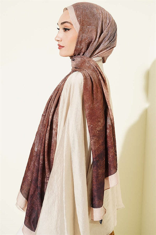 Batik Gradient Bamboo Crush Shawl Beige