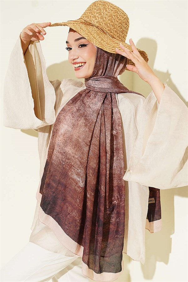 Batik Gradient Bamboo Crush Shawl Beige
