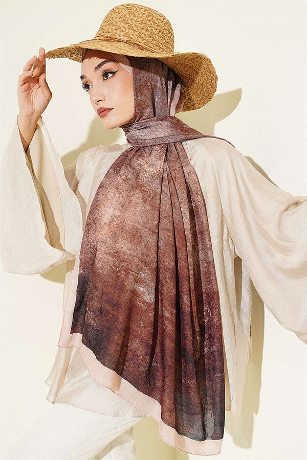 Batik Gradient Bamboo Crush Shawl Beige