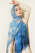 Batik Gradient Bamboo Crush Shawl Soft Blue
