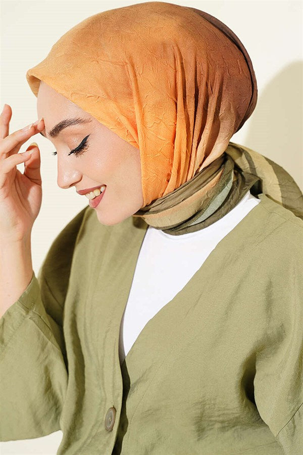 Batik Pattern Bamboo Crush Scarf Khaki