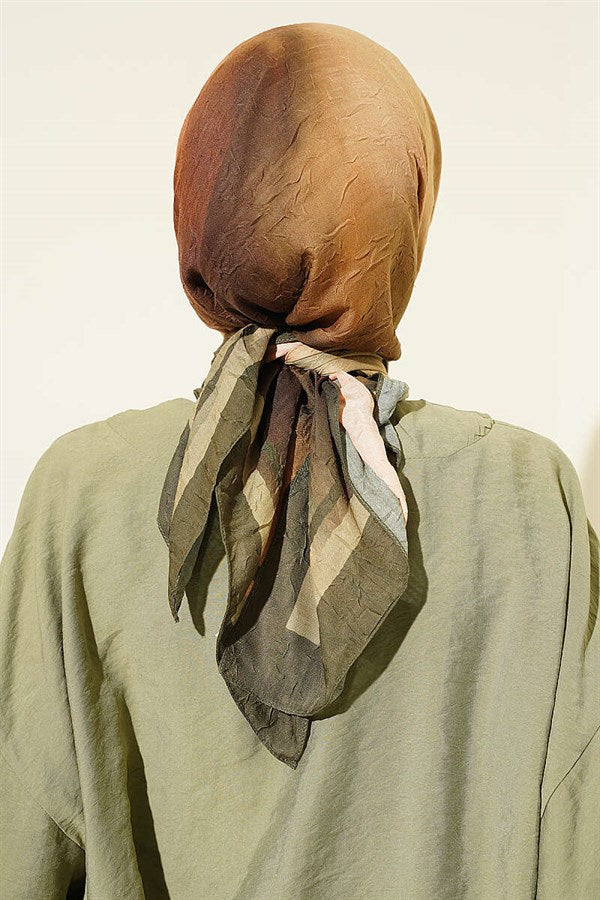 Batik Pattern Bamboo Crush Scarf Khaki