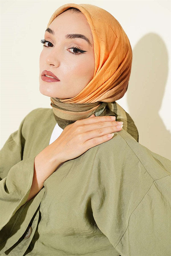 Batik Pattern Bamboo Crush Scarf Khaki