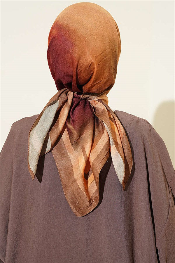 Batik Pattern Bamboo Crush Scarf Mustard