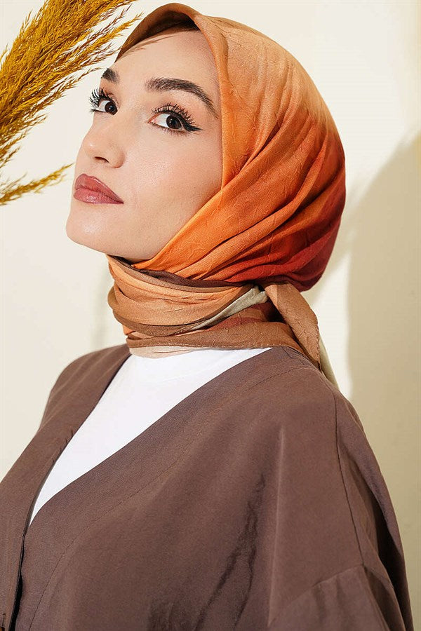 Batik Pattern Bamboo Crush Scarf Mustard