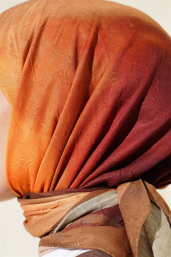 Batik Pattern Bamboo Crush Scarf Mustard
