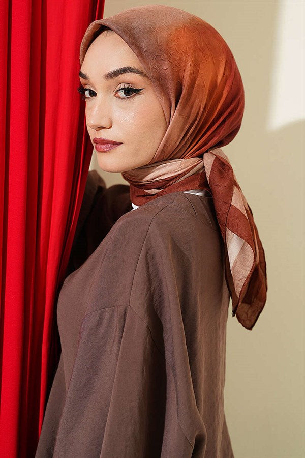 Batik Pattern Bamboo Crush Scarf Coffee