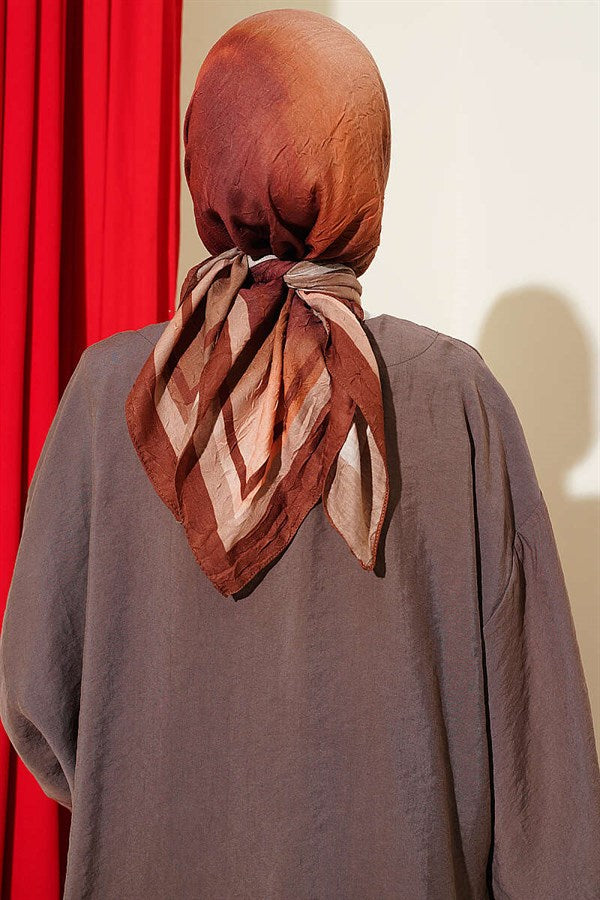 Batik Pattern Bamboo Crush Scarf Coffee