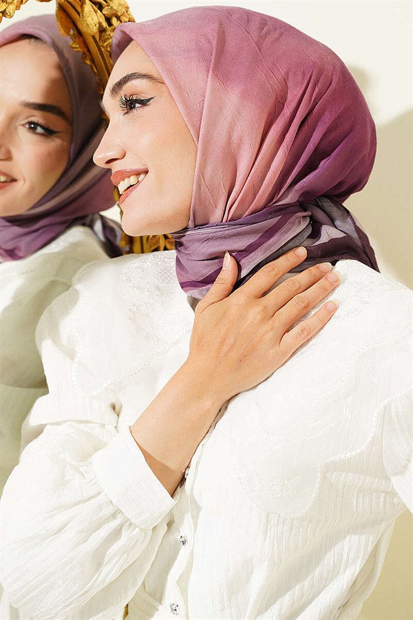 Batik Pattern Bamboo Crush Scarf Plum