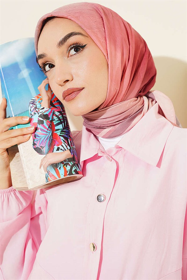 Batik Pattern Bamboo Crush Scarf Powder Pink