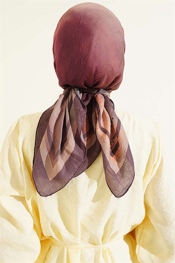 Batik Pattern Bamboo Crush Scarf Soft Coffee