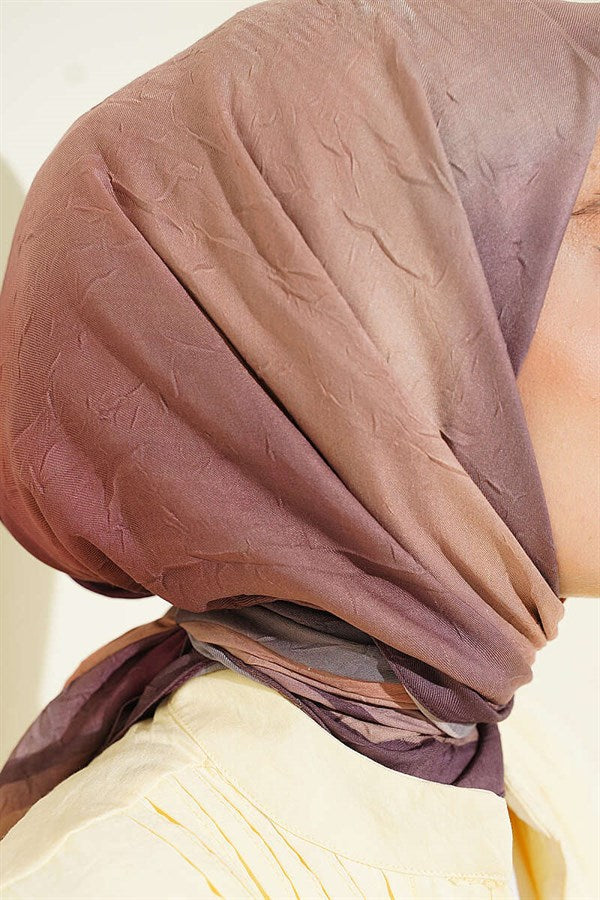 Batik Pattern Bamboo Crush Scarf Soft Coffee