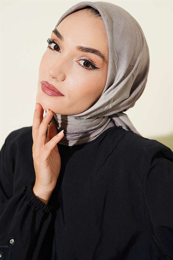 Batik Pattern Bamboo Crush Scarf Stone Grey