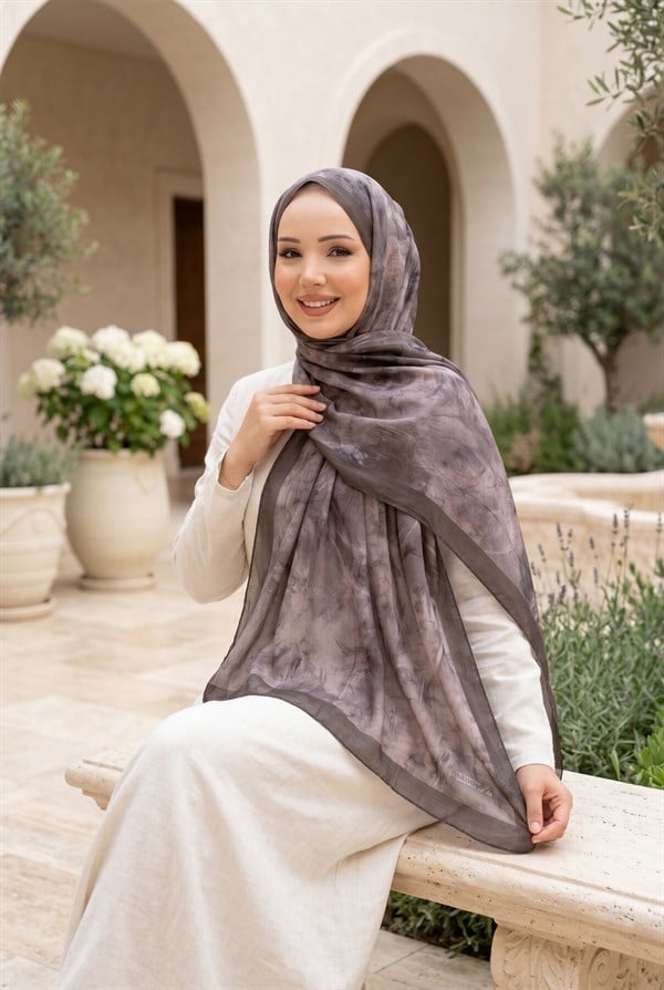 Batik Pattern Bamboo Scarf Series Dark Stone