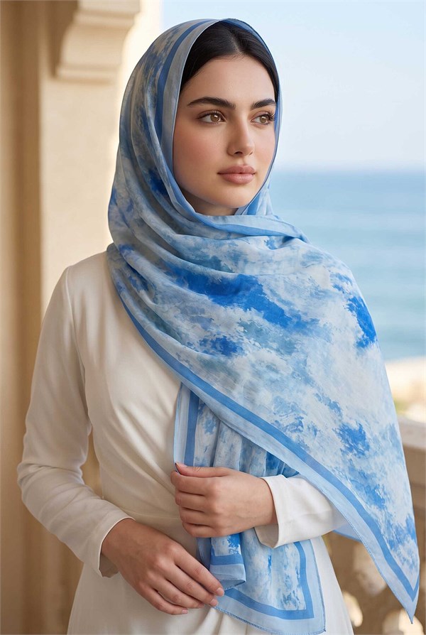 Batik Pattern Scarf Series Baby Blue