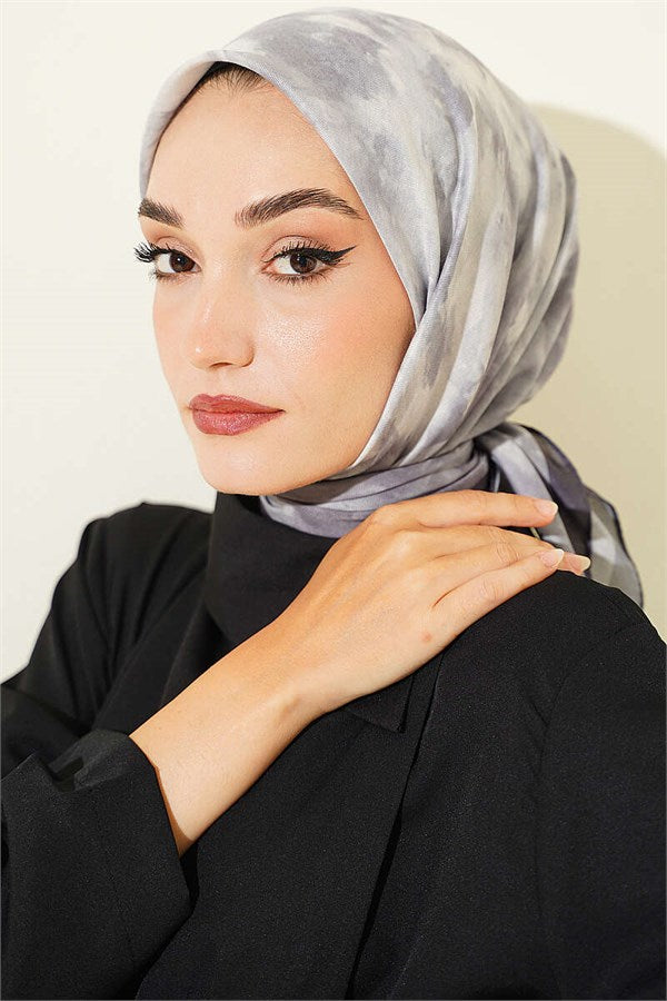 Batik Pattern Soft Scarf Grey