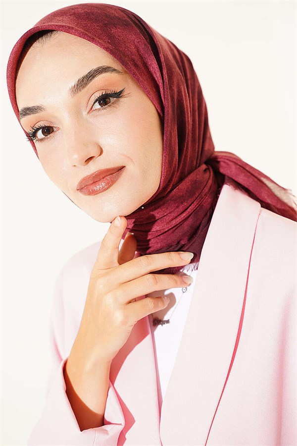 Batik Pattern Soft Kras Series Scarf Burgundy
