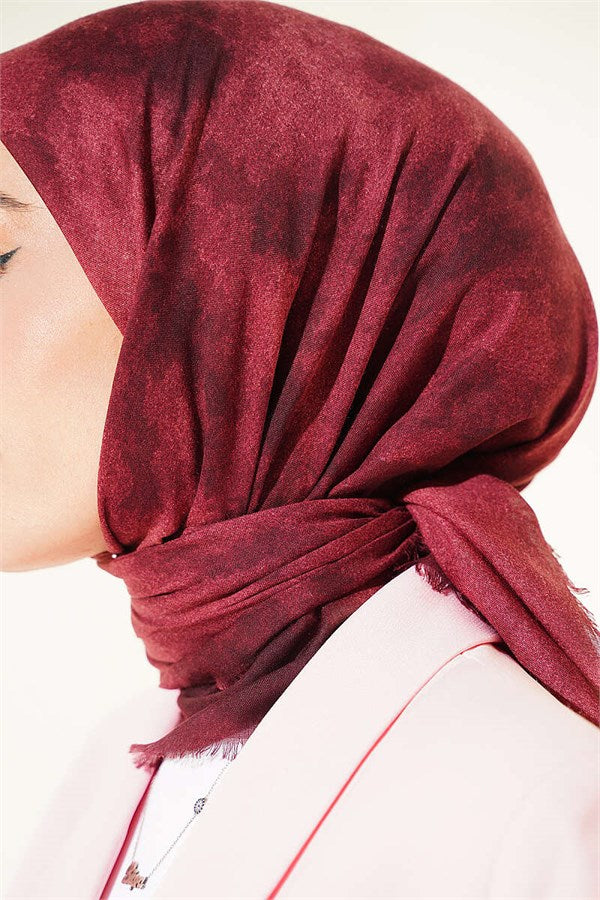 Batik Pattern Soft Kras Series Scarf Burgundy